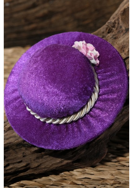 Mor Eşarp Şal Iğnedanlık Kadife Çiçekli Şapkalı 5002_22 fiyatları