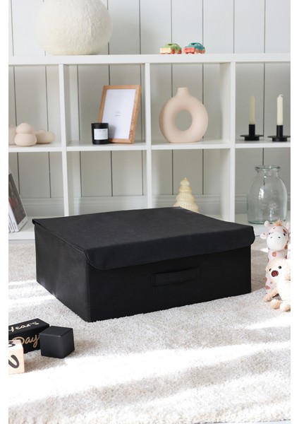 Tekno Trust 48 x 19 Siyah Kapaklı Dolap Içi Çamaşır Oyuncak Düzenleyici Katlanır Saklama Kutusu Hurç 48X40X19 S