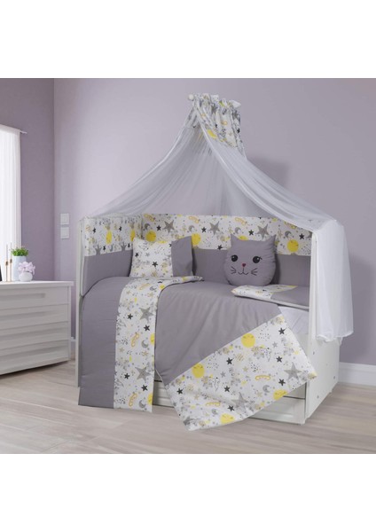 Tugu Home Baby Tugu Home&baby 70X130CM Yan Korumalıklı Pamuklu Gökkuşağı Yıldızlı Model 9 Parça Bebek Uyku Seti