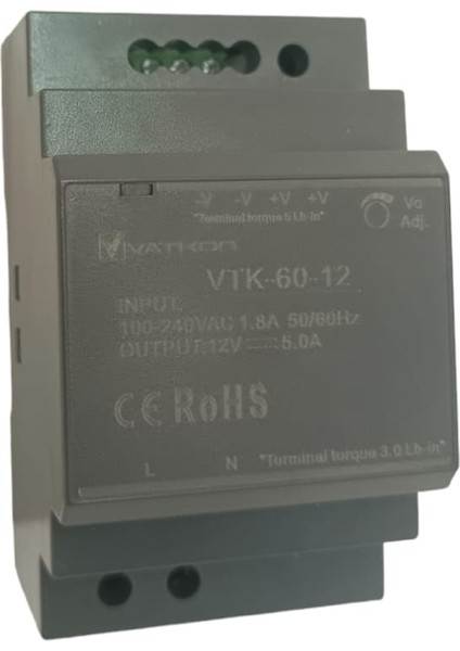 Vtk-60-12 / 12V, 5A Otomat Tipi Güç Kaynağı