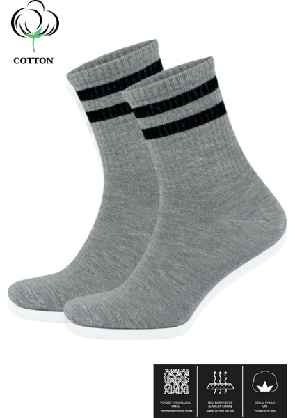 Kral Socks Erkek - Kadın Çizgili Kolej Tenis Çorabı Pamuklu Terletmez Çorap