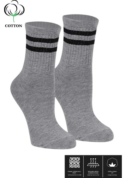 Kral Socks Erkek - Kadın Çizgili Kolej Tenis Çorabı Pamuklu Terletmez Çorap