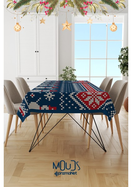 Kardan Adam Yılbaşı Kazağı Desenli Süet Dertsiz Masa Örtüsü fiyatları