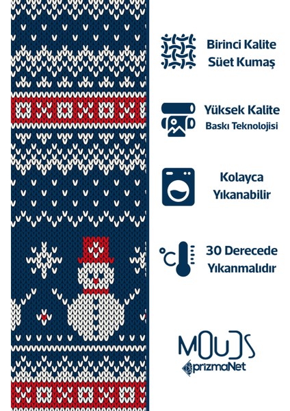 Kardan Adam Yılbaşı Kazağı Desenli Süet Dertsiz Masa Örtüsü fırsatları