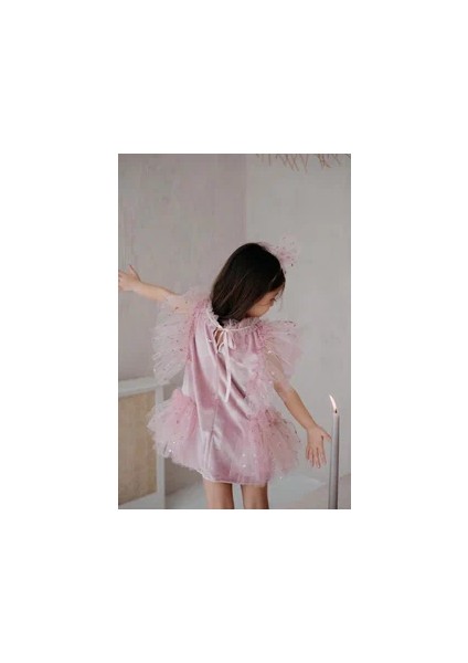 Laura Kadife ve Tüllü Pembe Parti Elbisesi modelleri