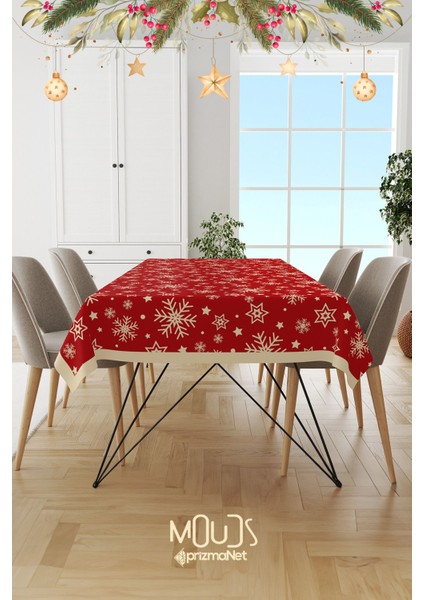 Kar Taneleri Yılbaşı Desenli Süet Dertsiz Masa Örtüsü fiyatları