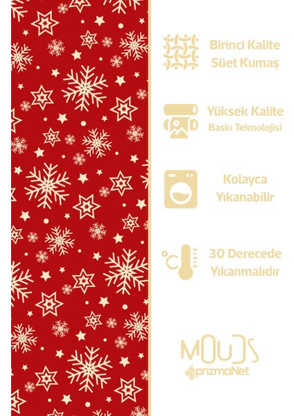 Kar Taneleri Yılbaşı Desenli Süet Dertsiz Masa Örtüsü modelleri