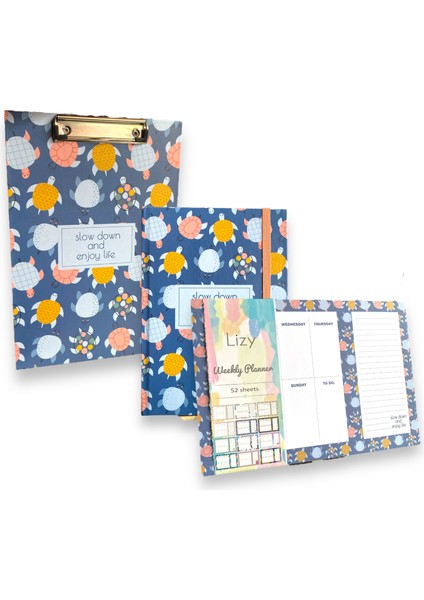 Sevimli Kaplumbağalar Sekreterlik Planner Defter Set