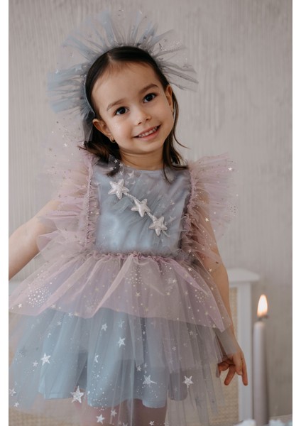 Frida Buz Mavisi Tüllü Parti Elbisesi fiyatları