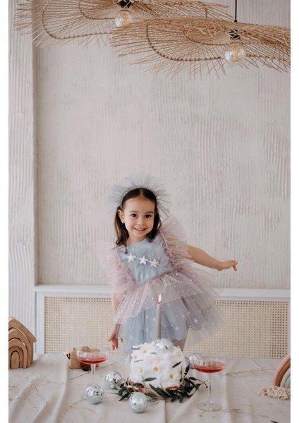 Frida Buz Mavisi Tüllü Parti Elbisesi modelleri