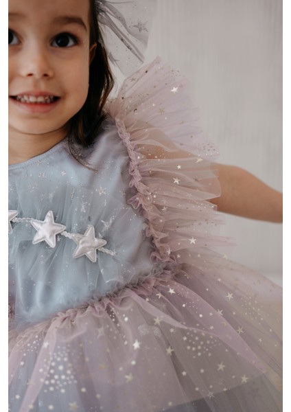 Frida Buz Mavisi Tüllü Parti Elbisesi fırsatları