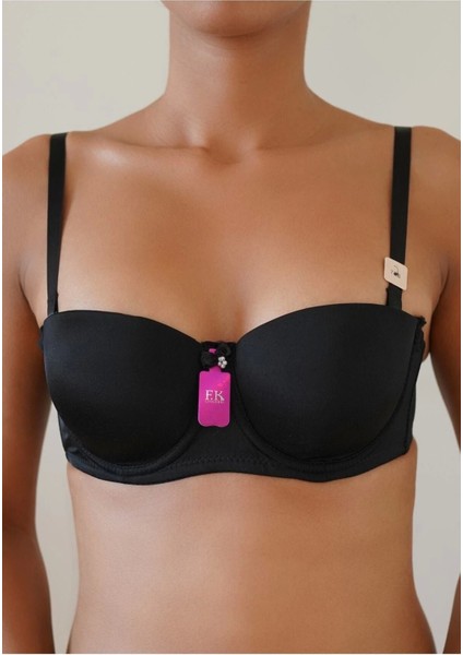 Destekli Straplez Sütyen Siyah - 124