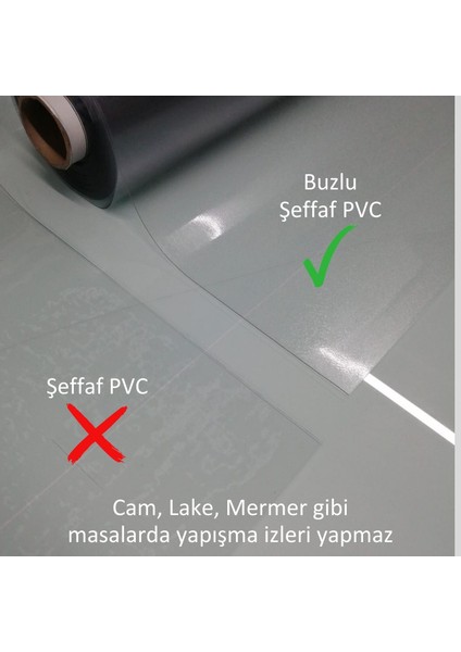 1,2 mm Renksiz Buzlu Şeffaf PVC Kalın Koruyucu Masa Örtüsü (Cam / Lake / Mermerde Yapışma İzi Yapmaz) modelleri