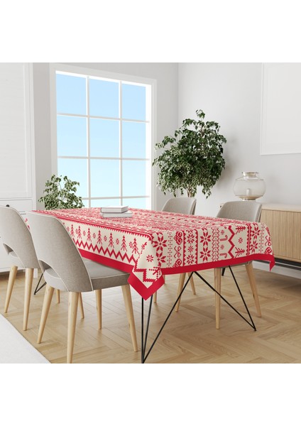 Yılbaşı Kazağı Desenli Süet Dertsiz Masa Örtüsü