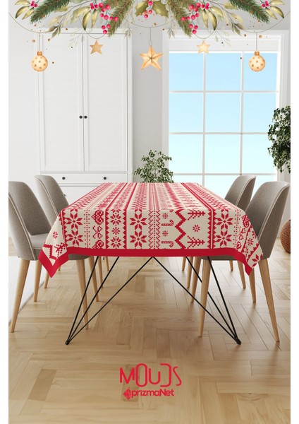 Yılbaşı Kazağı Desenli Süet Dertsiz Masa Örtüsü fiyatları