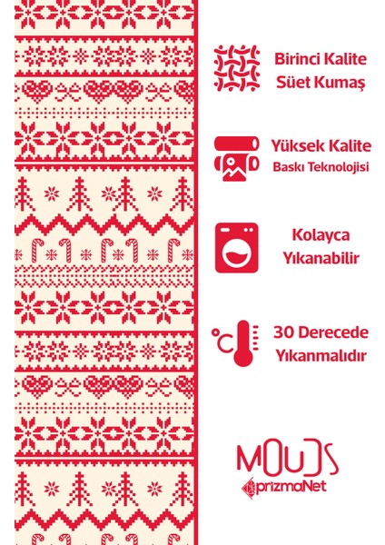 Yılbaşı Kazağı Desenli Süet Dertsiz Masa Örtüsü modelleri