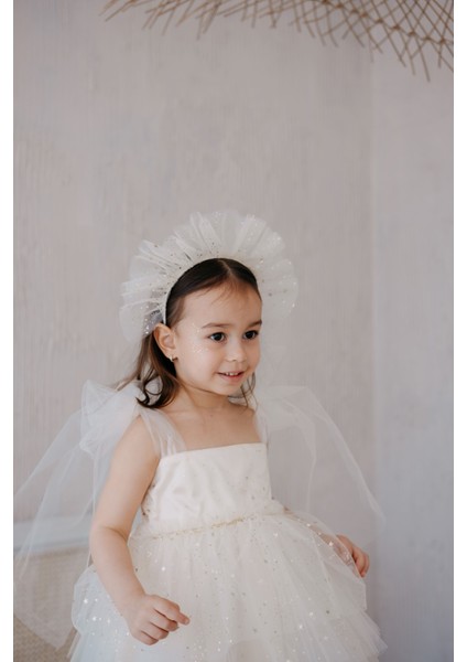 Elisabetta Krem Rengi Tül Parti Elbisesi modelleri