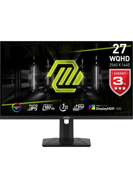 27" MAG 274QRF QD E2 2560x1440 (WQHD) 16:9 FLAT RAPID IPS 180HZ 1MS ADAPTIVE-SYNC GAMING MONITOR