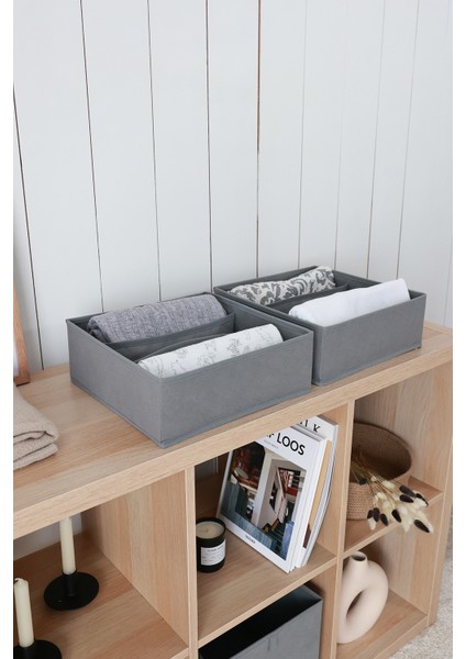 Tekno Trust 2 Parça 2'li Gri 3 Bölmeli Çocuk Odası Dolap Çekmece Içi Çamaşır Çorap Düzenleyici Petek Akordiyon