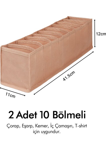 Tekno Trust Kumaş 2'li Set Bej 10 Bölmeli Dolap Çekmece Içi Akordiyon Tipi Katlanır Çamaşır Düzenleyici Organiz fiyatları