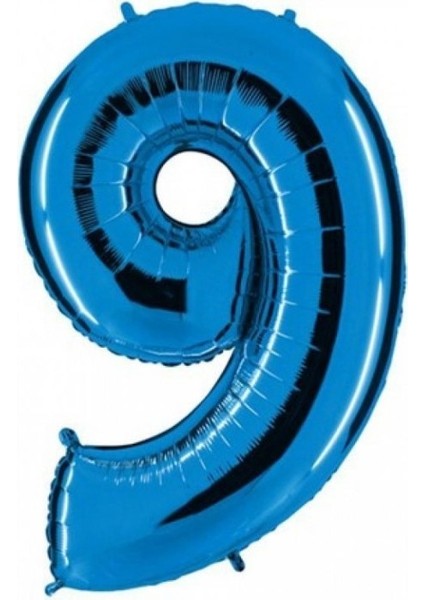 9 Rakam Mavi Folyo Balon 34 Inç 80 cm