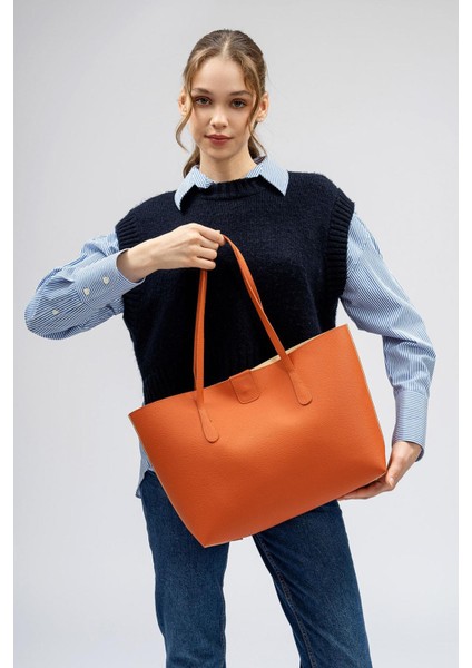 Kadın Büyük Suni Deri Tote Omuz Çantası