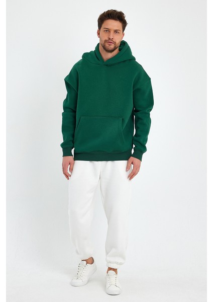 Yeşil Hoodie, Oversize Sweatshirt, Erkek Hoodie, Kanguru Cep Kapüşonlu