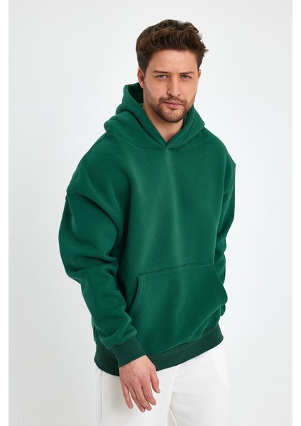 Yeşil Hoodie, Oversize Sweatshirt, Erkek Hoodie, Kanguru Cep Kapüşonlu