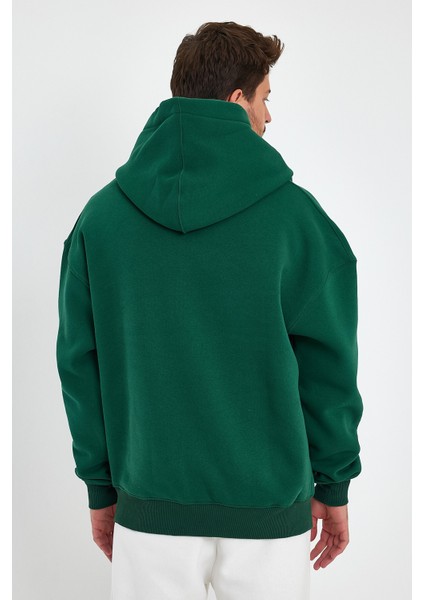 Yeşil Hoodie, Oversize Sweatshirt, Erkek Hoodie, Kanguru Cep Kapüşonlu