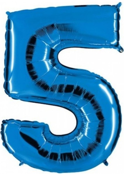5 Rakam Mavi Folyo Balon 34 Inç 80 cm