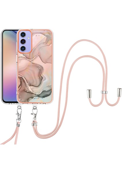 Samsung Galaxy A15 5g / A15 4g Tpu Mermer Desen Crossbody Lanyard Telefon Kılıfı (Yurt Dışından)