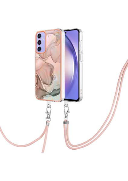 Samsung Galaxy A15 5g / A15 4g Tpu Mermer Desen Crossbody Lanyard Telefon Kılıfı (Yurt Dışından)