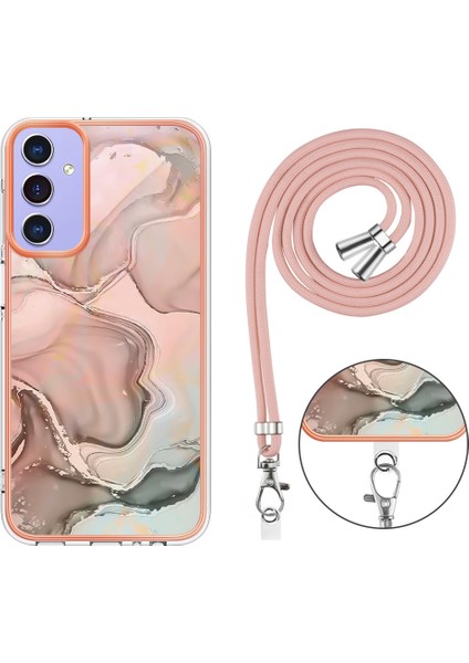 Samsung Galaxy A15 5g / A15 4g Tpu Mermer Desen Crossbody Lanyard Telefon Kılıfı (Yurt Dışından)