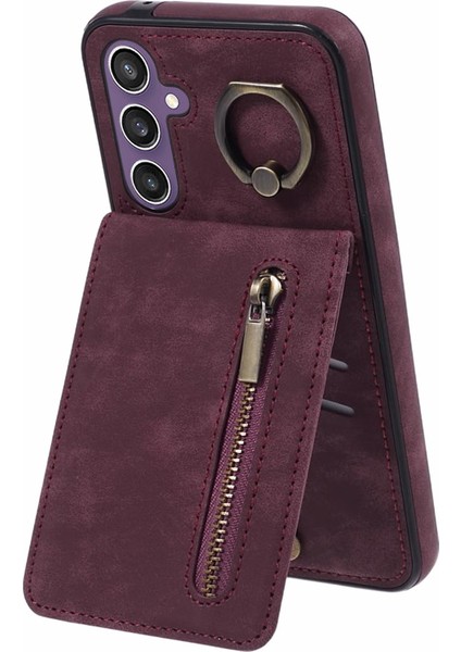 Samsung Galaxy S23 Fe Cep Rfıd Retro Pu+Tpu Cover Telefon Kılıfı (Yurt Dışından)