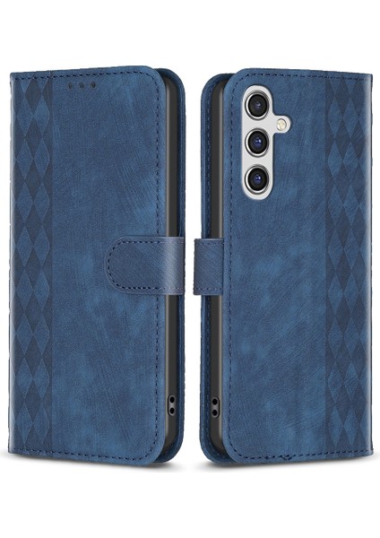 Samsung Galaxy A55 5g Cep Koşma Proof Baskısı Baskılı Izgara Deri Stand Telefon Kılıfı (Yurt Dışından)