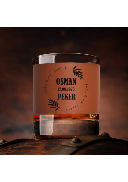 Dosta Hediye Taba Deri Kaplama Viski Bardağı