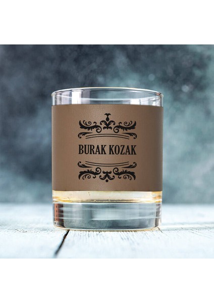 Kişiye Özel Hediyelik Vizon Deri Kaplama Viski Bardağı
