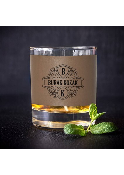 Kişiye Özel Premium Vizon Deri Kaplama Viski Bardağı
