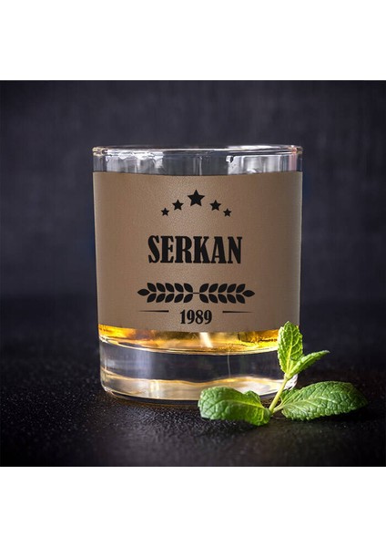 Erkeğe Hediyelik Vizon Deri Kaplama Viski Bardağı