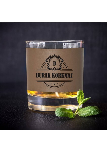 Kişiye Özel Vizon Deri Kaplama Orijinal Viski Bardağı