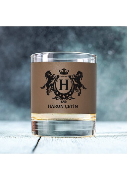 Dosta Hediyelik Şık Vizon Deri Kaplama Viski Bardağı