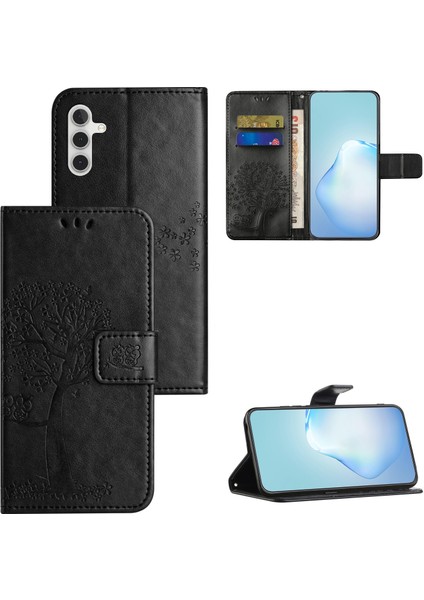 Samsung Galaxy A35 Baykuş Ağacı Baskılı Deri Stand Telefon Kılıfı (Yurt Dışından)