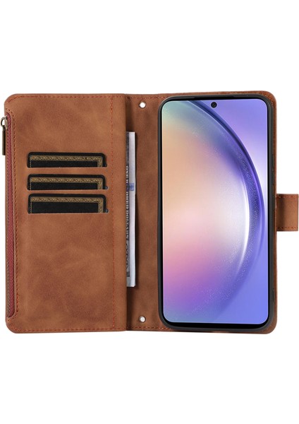 Samsung Galaxy A05S 4g Fermuarı Deri Rhombus Grid Baskılı su Telefon Kılıfı (Yurt Dışından)