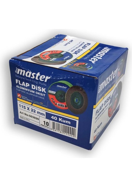 Flap Disk Zımpara 10'lu Paket 115 mm 40 Kum, Ao