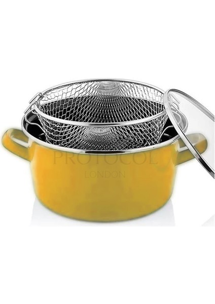 Lüks Italyan Emaye Fritöz Kızartma Tenceresi 22 cm 3,5 Lt