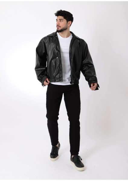 Oversize Bel Lastikli Suni Deri Mont ARW-OVR-50372