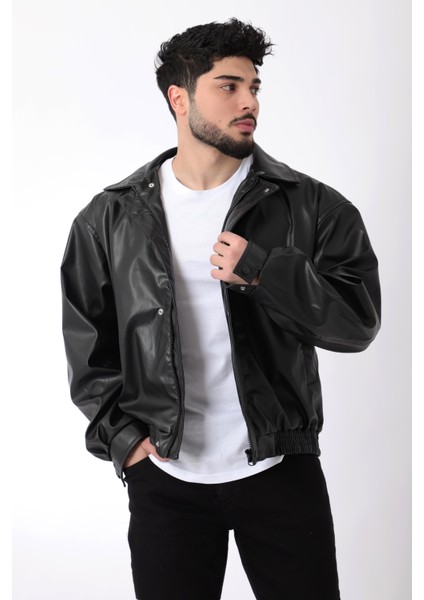 Oversize Bel Lastikli Suni Deri Mont ARW-OVR-50372
