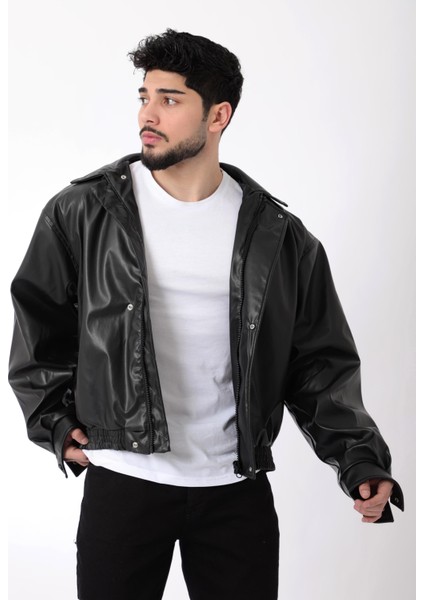 Oversize Bel Lastikli Suni Deri Mont ARW-OVR-50372