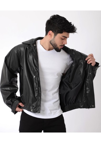 Oversize Bel Lastikli Suni Deri Mont ARW-OVR-50372