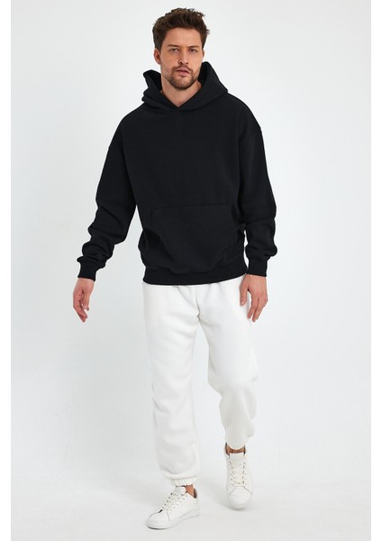 Siyah Hoodie, Oversize Sweatshirt, Erkek Hoodie, Kanguru Cep Kapüşonlu
